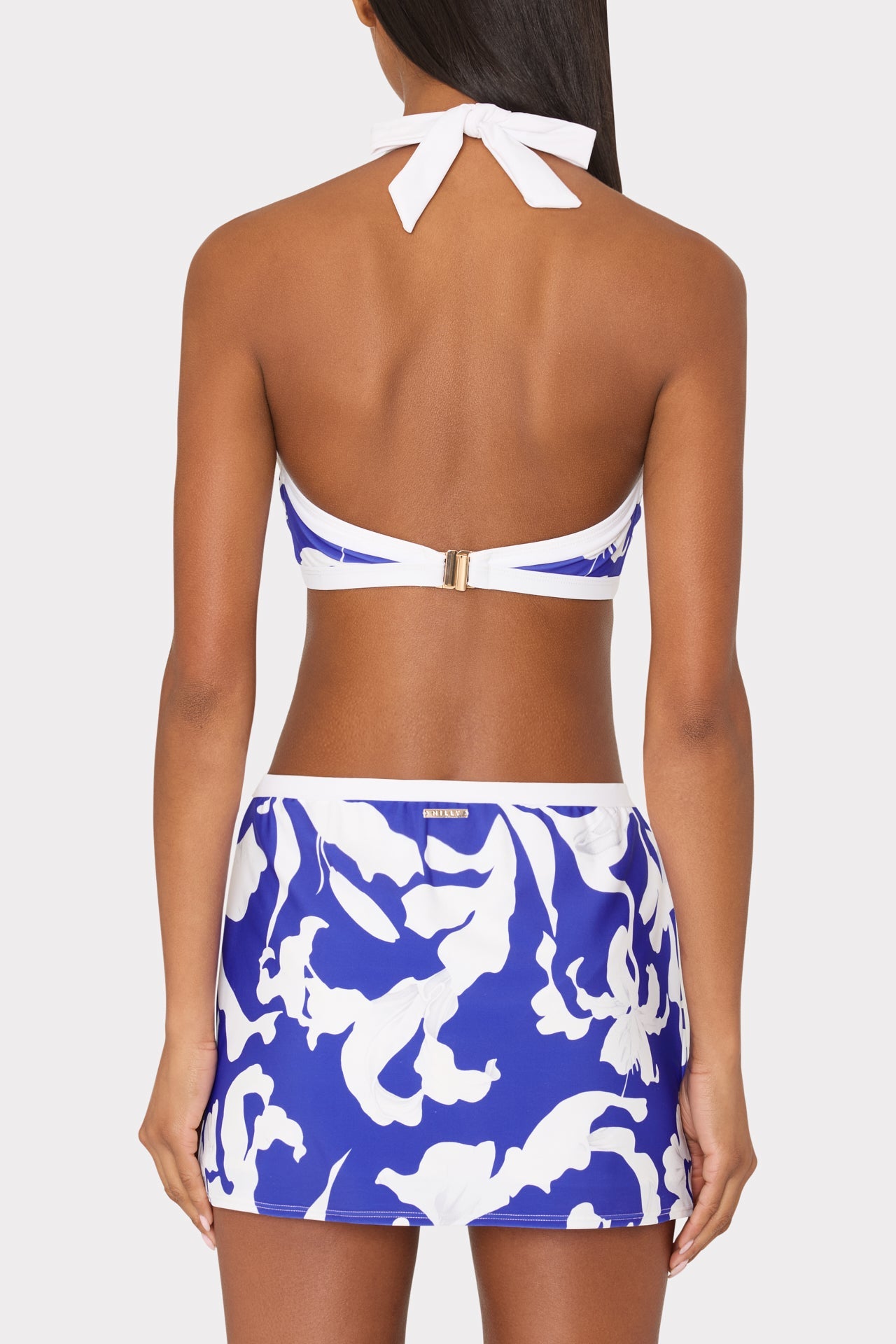Lily Silhouette Swim Skirt Blue/Ecru | Milly Women