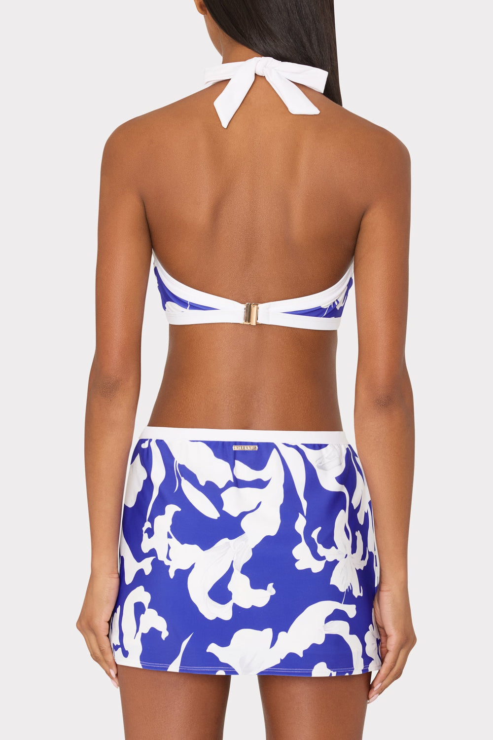 Lily Silhouette Swim Skirt Blue/Ecru | Milly Women