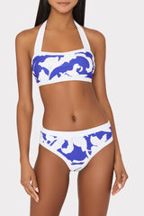 Lily Silhouette Bikini Bottom Blue/Ecru | Milly Women