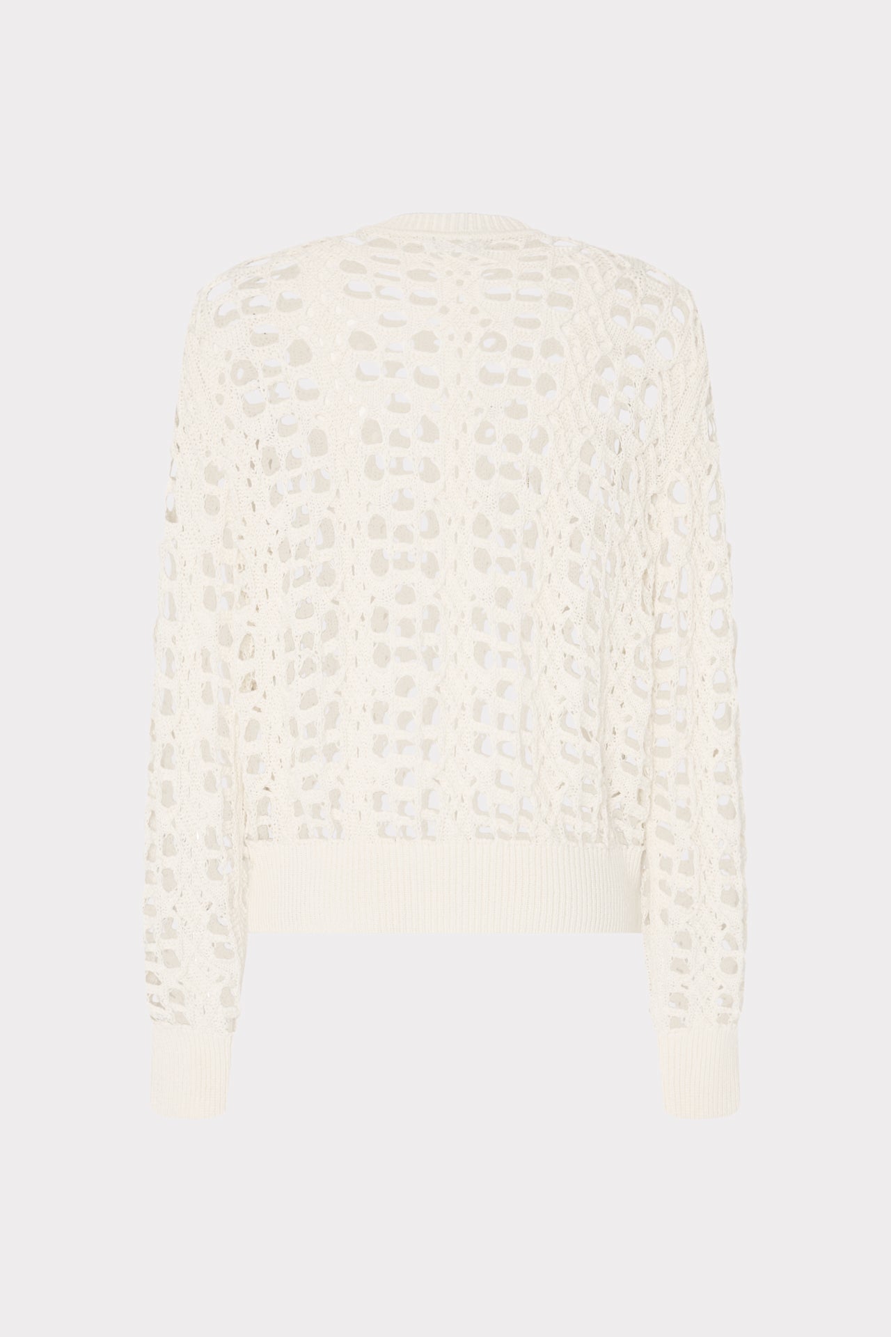Open Knit Sequin Crewneck Sweater Ecru | Milly Women