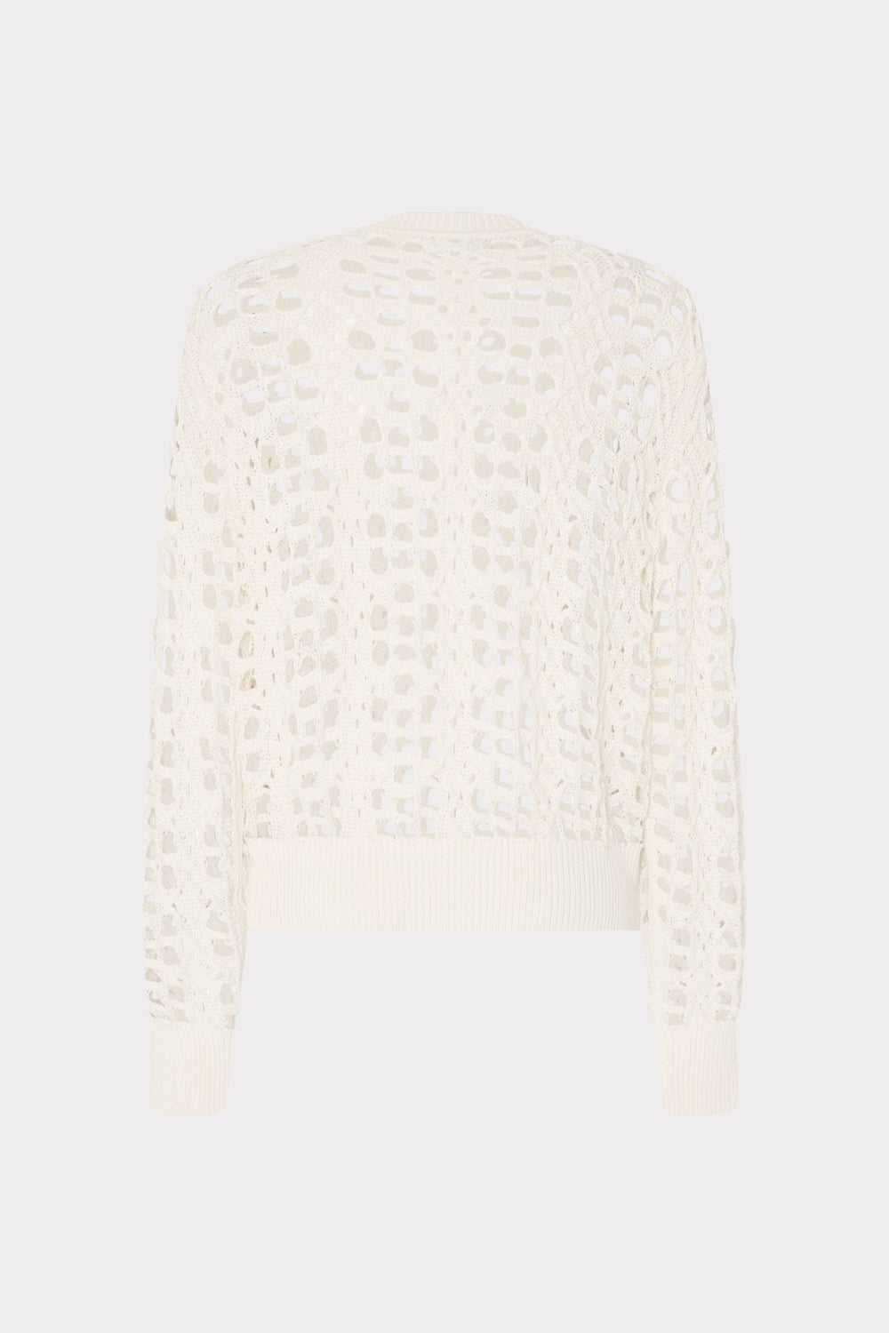 Open Knit Sequin Crewneck Sweater Ecru | Milly Women