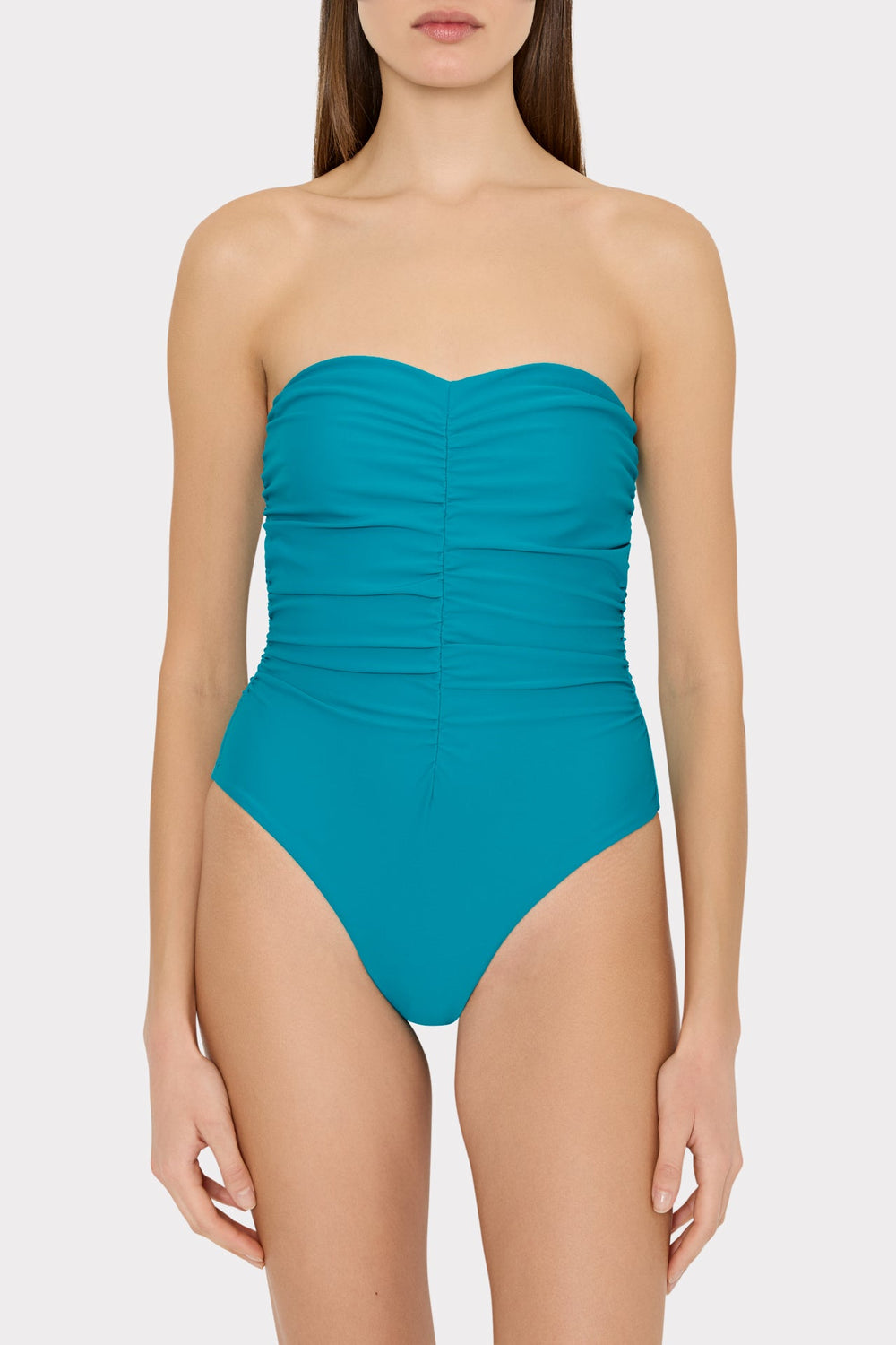 Solid Ruched One Piece Sea Foam Green | Milly Women
