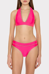 Crochet Stitch Bikini Bottom Pink/Tan | Milly Women