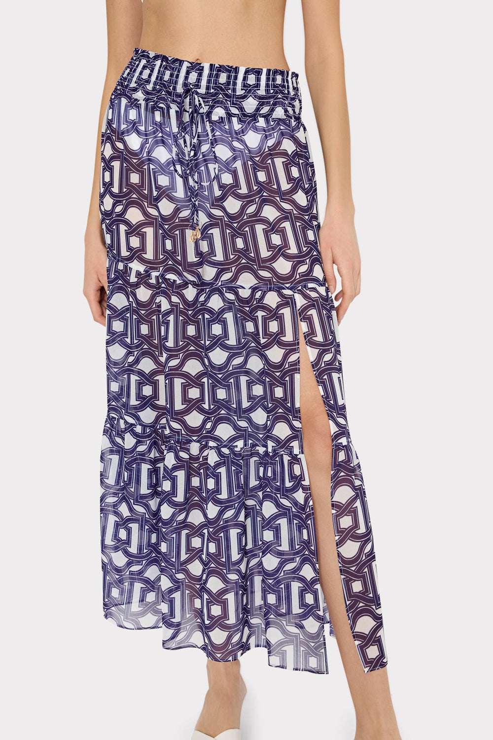 Jem Nautical Chain Tiered Chiffon Skirt Navy/White | Milly Women