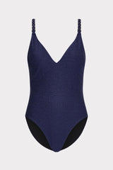 Shimmer Texture Braided One Piece Navy | Milly Women