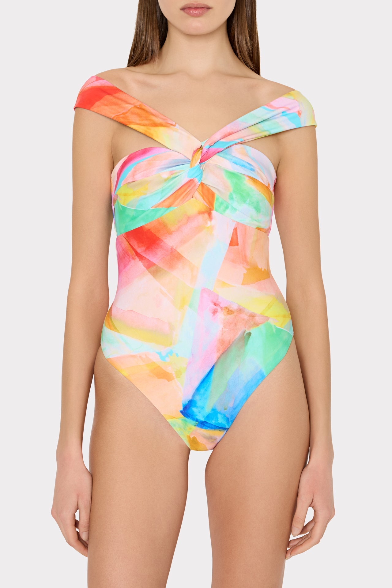 Betsy Watercolor Paint Stroke Bandeau One Piece Multi | Milly Women