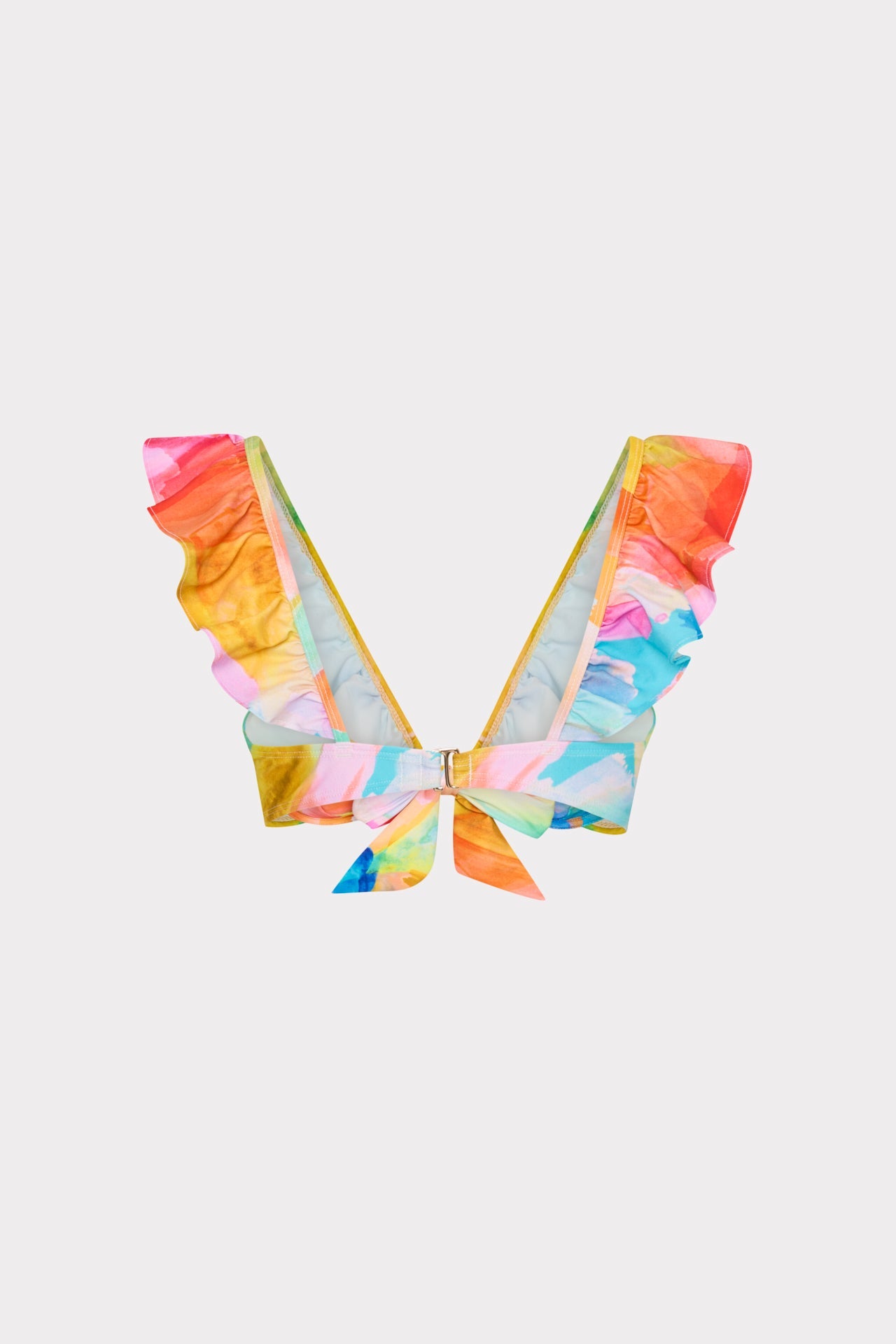 Watercolor Paint Stroke Ruffle Bikini Top Multi | Milly Women