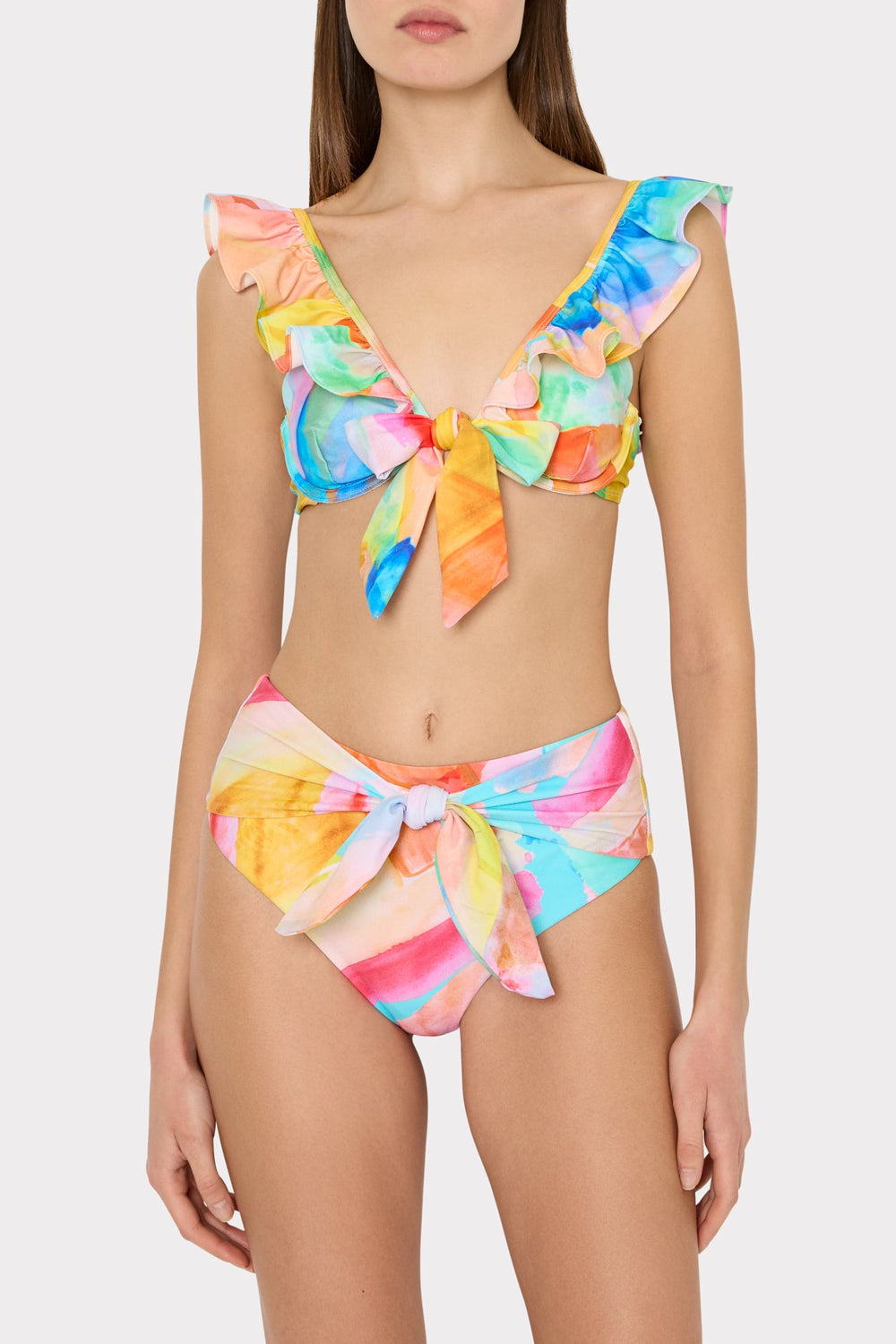 Watercolor Paint Stroke Tie Bikini Bottom Multi | Milly Women