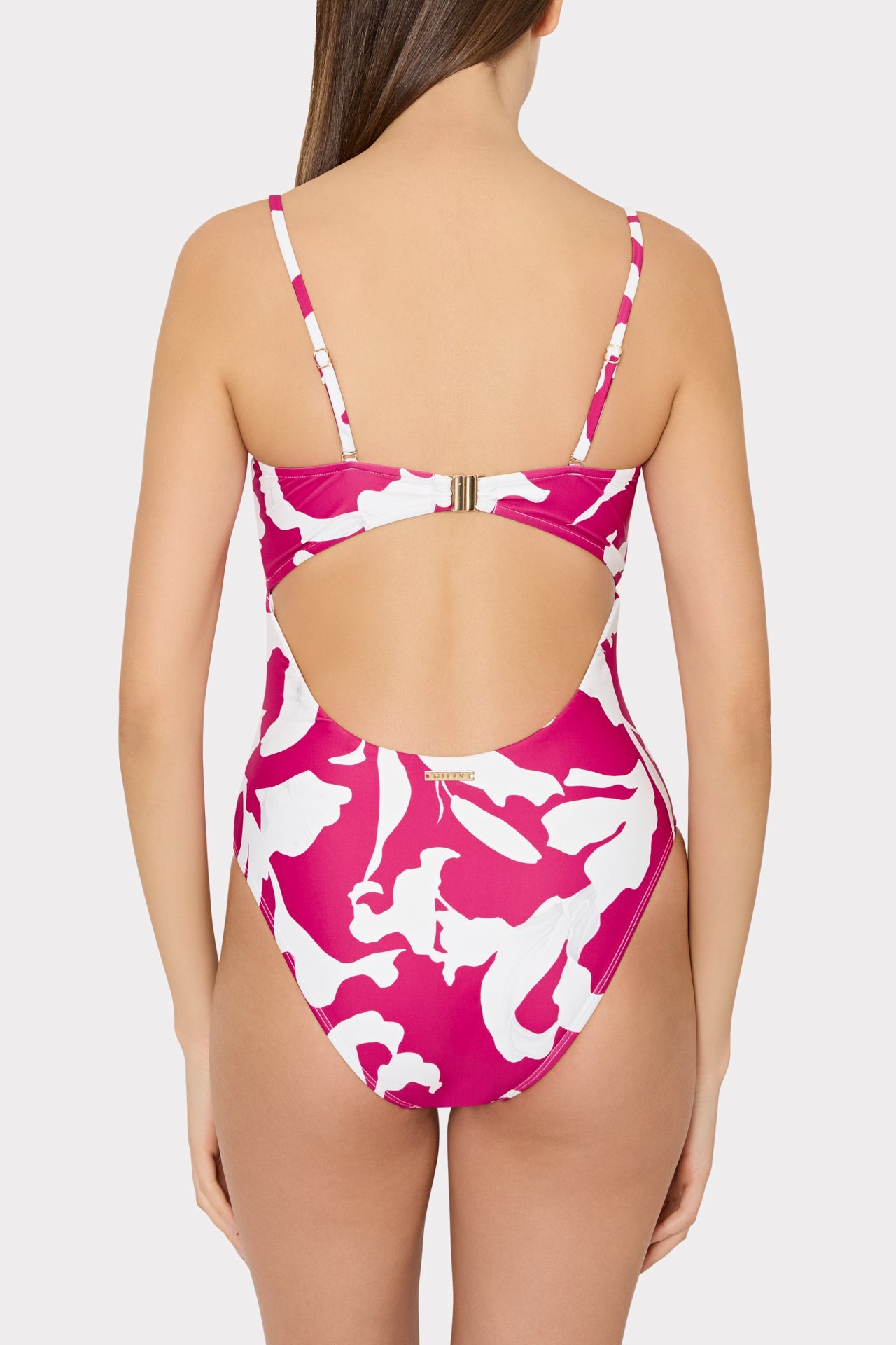 Lily Silhouette Knot Bandeau One Piece Pink/Ecru | Milly Women