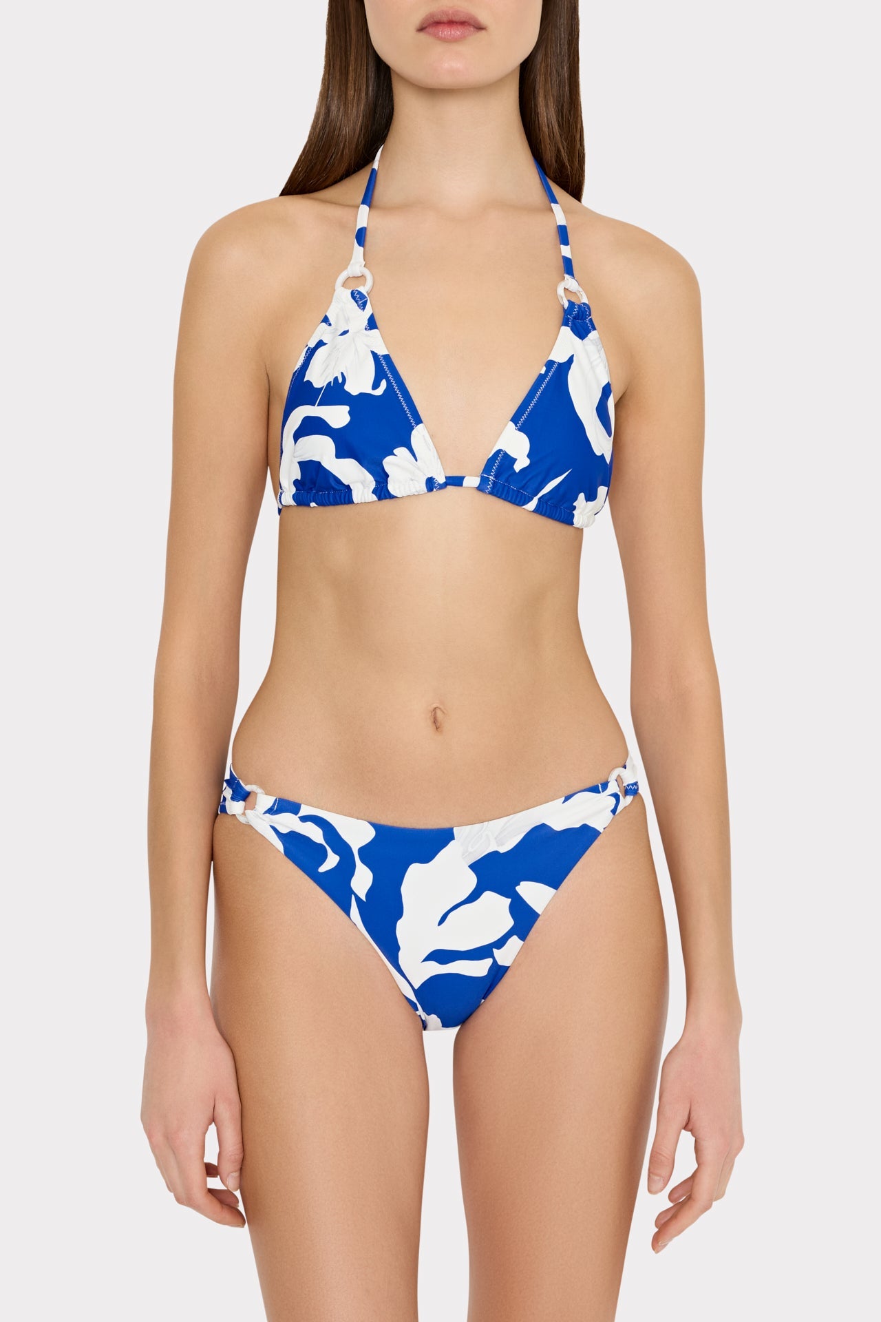 Lily Silhouette Ring Bikini Bottom Blue/Ecru | Milly Women