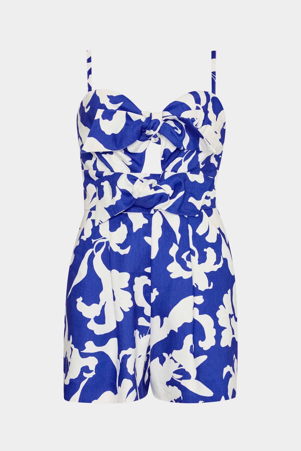 Anya Lily Silhouette Linen Romper Blue/White | Milly Women