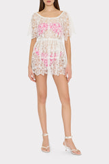 Swirl Lace Cover-Up Mini Dress White | Milly Women
