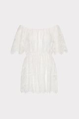 Swirl Lace Cover-Up Mini Dress White | Milly Women