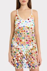 Sequin Crochet Mini Sleeveless Dress Multi | Milly Women