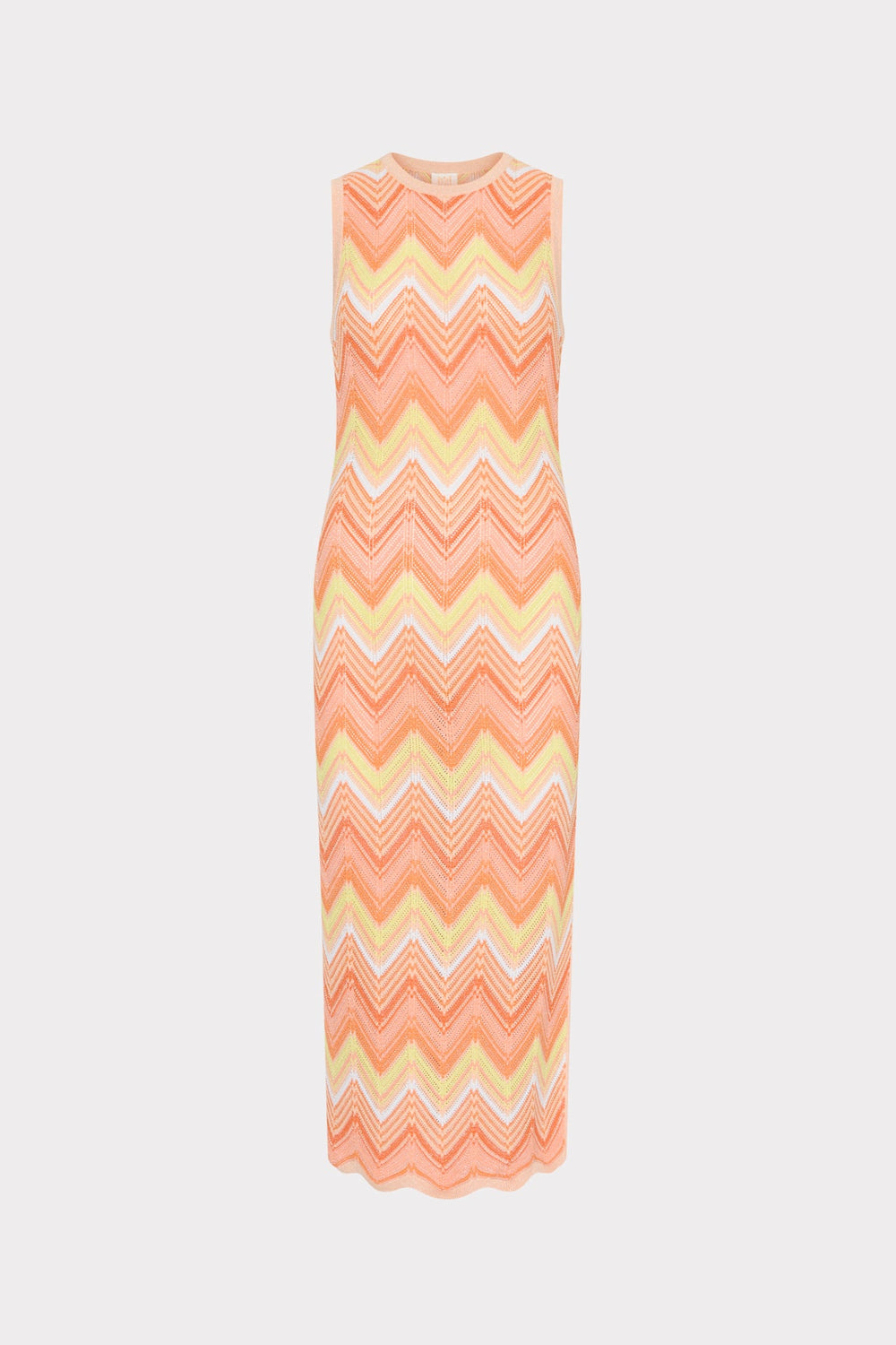 Multi Zig Zag Sleeveless Midi Dress Coral Multi | Milly Women