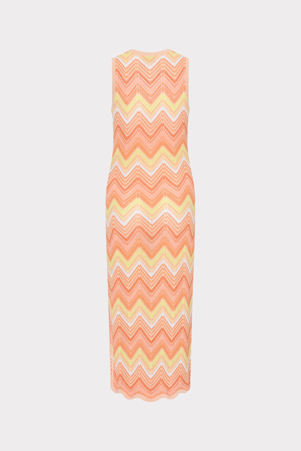 Multi Zig Zag Sleeveless Midi Dress Coral Multi | Milly Women