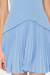 Haddy Pleated Mini Dress Blue | Milly Women
