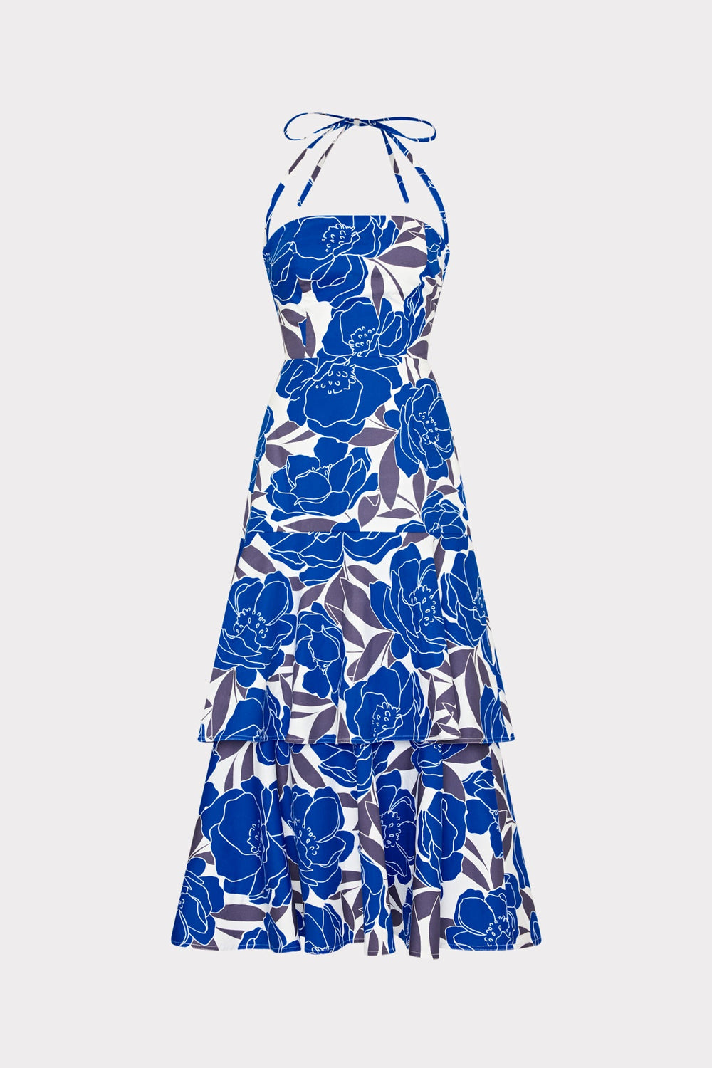 Camellia Floral Linen Maxi Dress Blue Multi | Milly Women