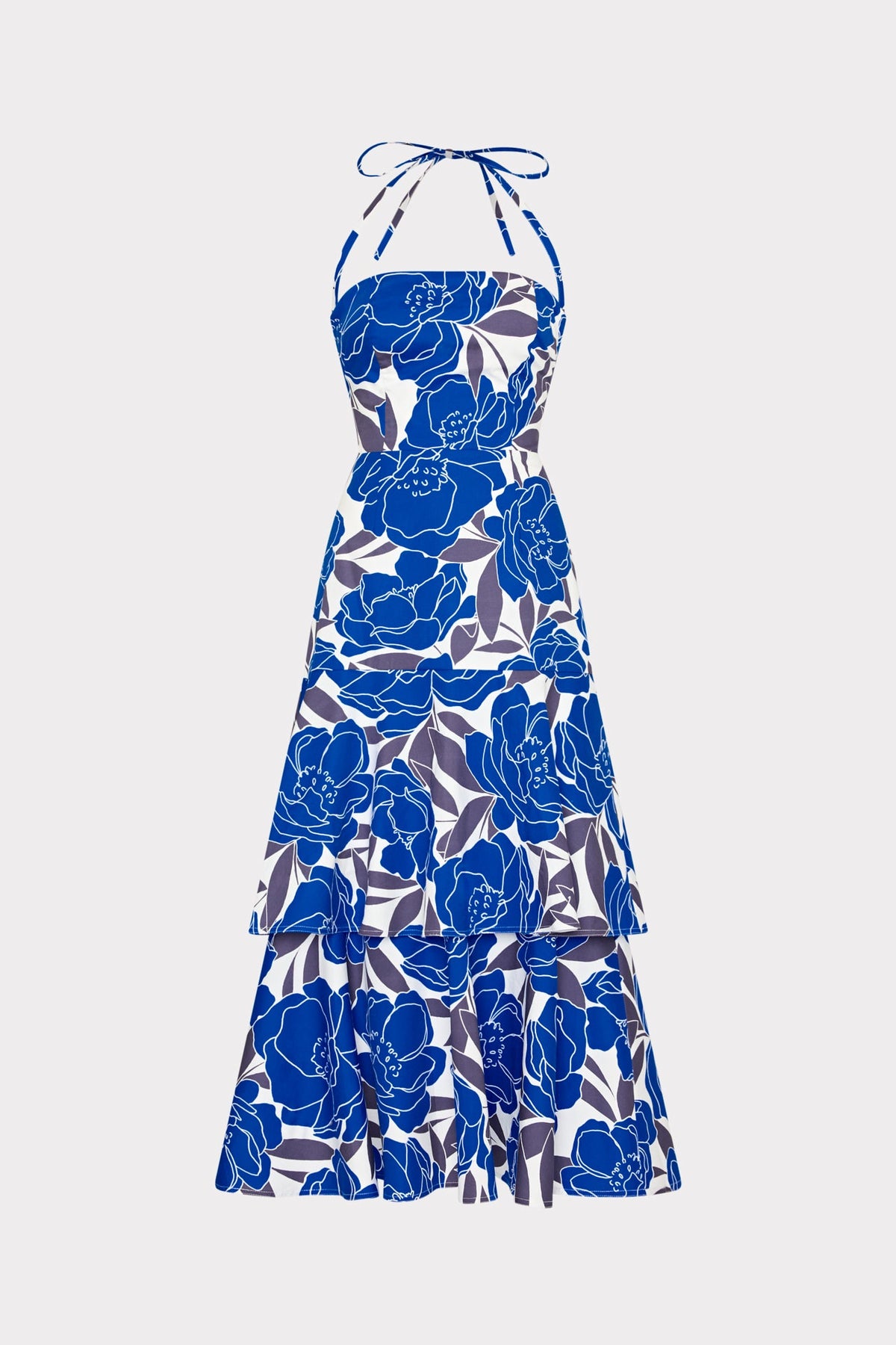 Camellia Floral Linen Maxi Dress Blue Multi | Milly Women