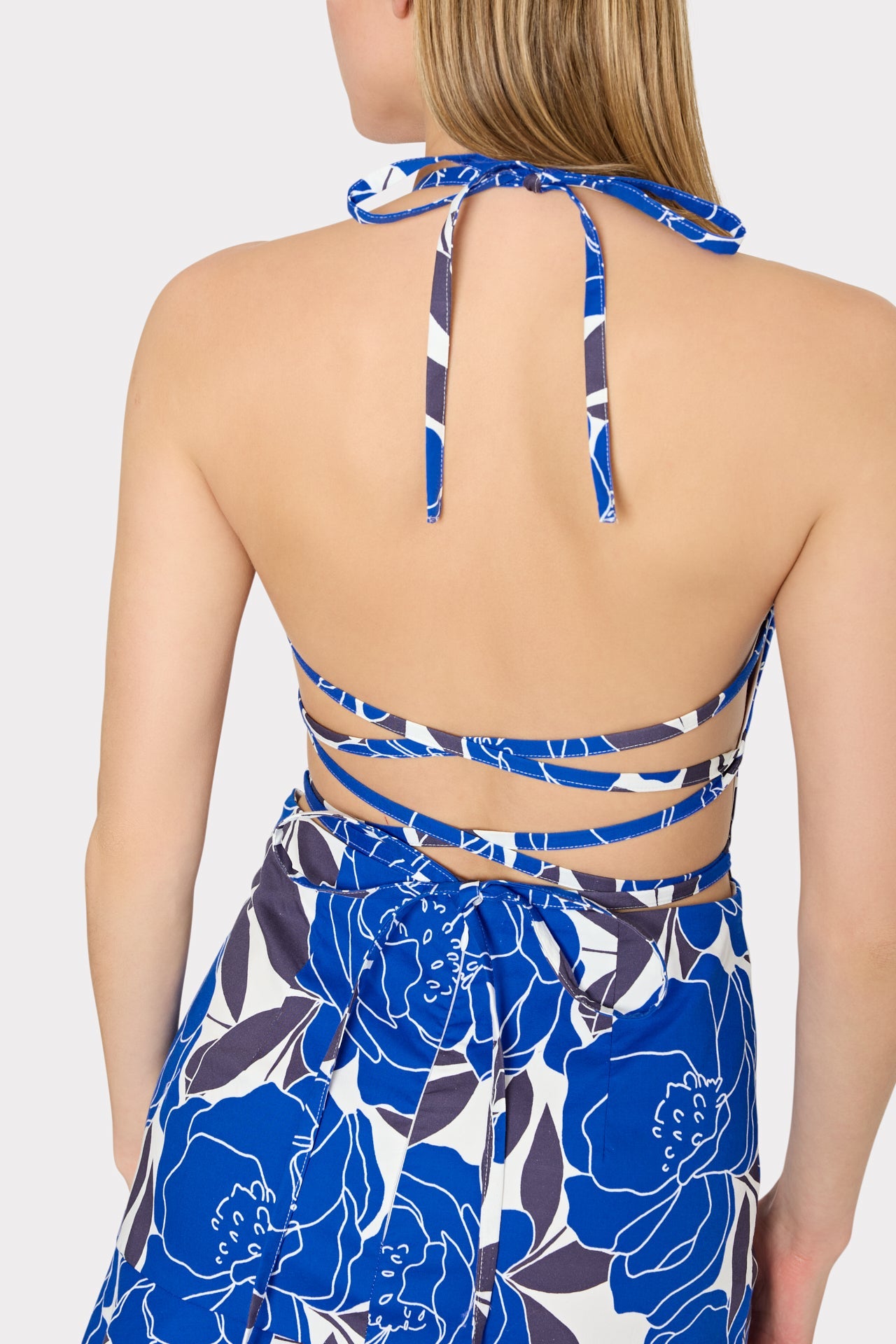 Camellia Floral Linen Maxi Dress Blue Multi | Milly Women