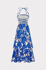 Camellia Floral Linen Maxi Dress Blue Multi | Milly Women