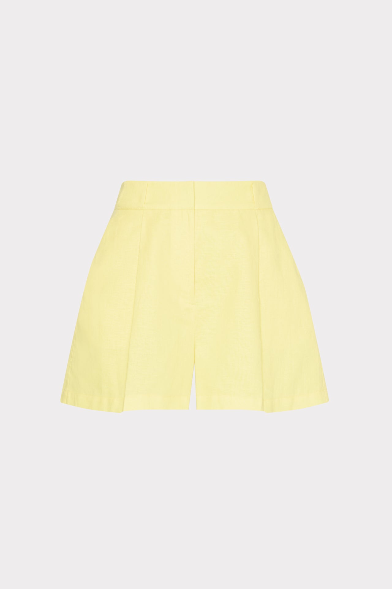Linen Pleated Shorts Yellow | Milly Women