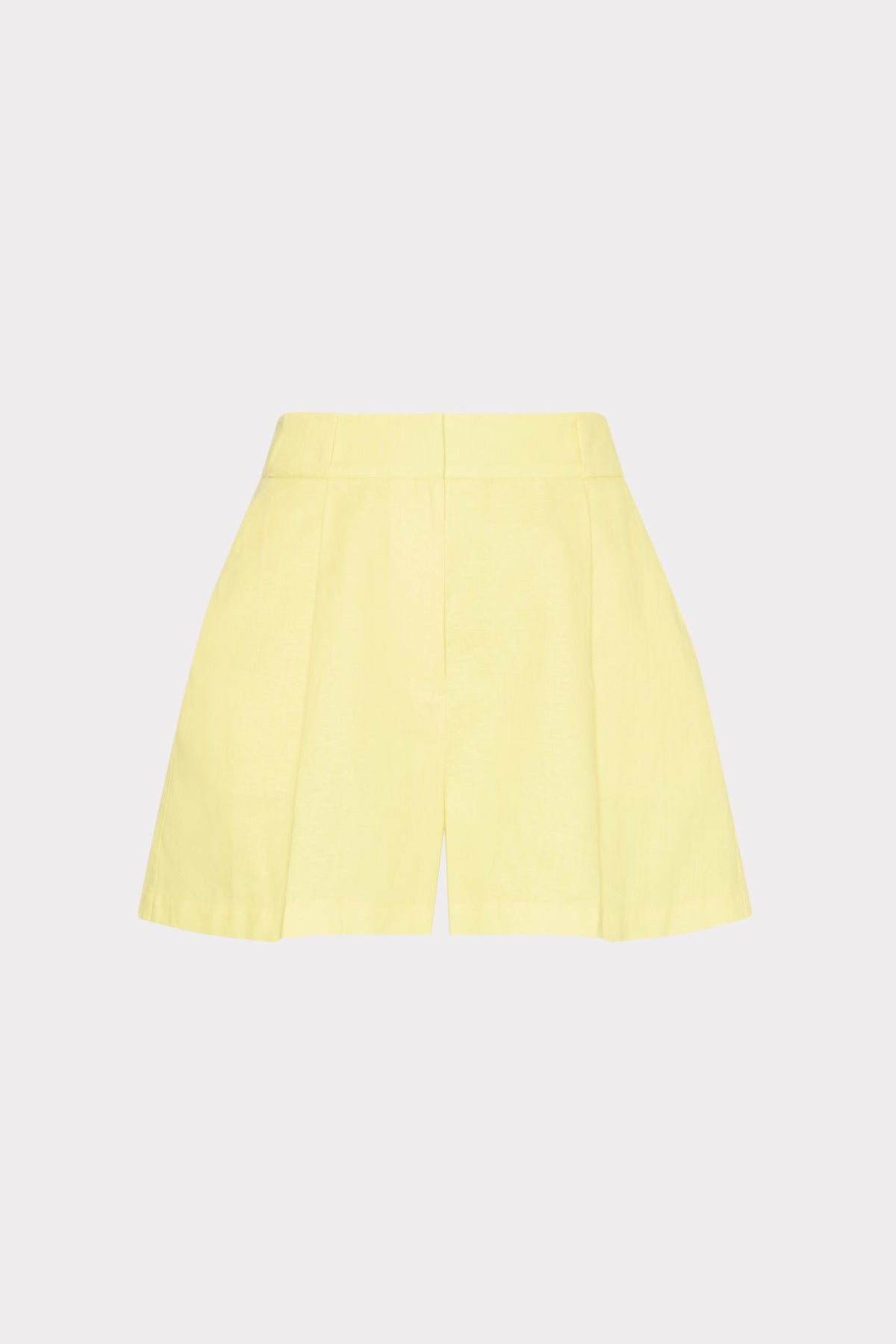 Linen Pleated Shorts Yellow | Milly Women