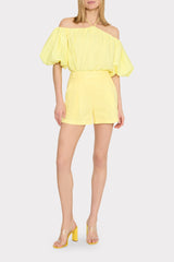 Linen Pleated Shorts Yellow | Milly Women