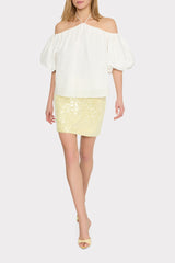 Halter Poplin Off The Shoulder Top White | Milly Women