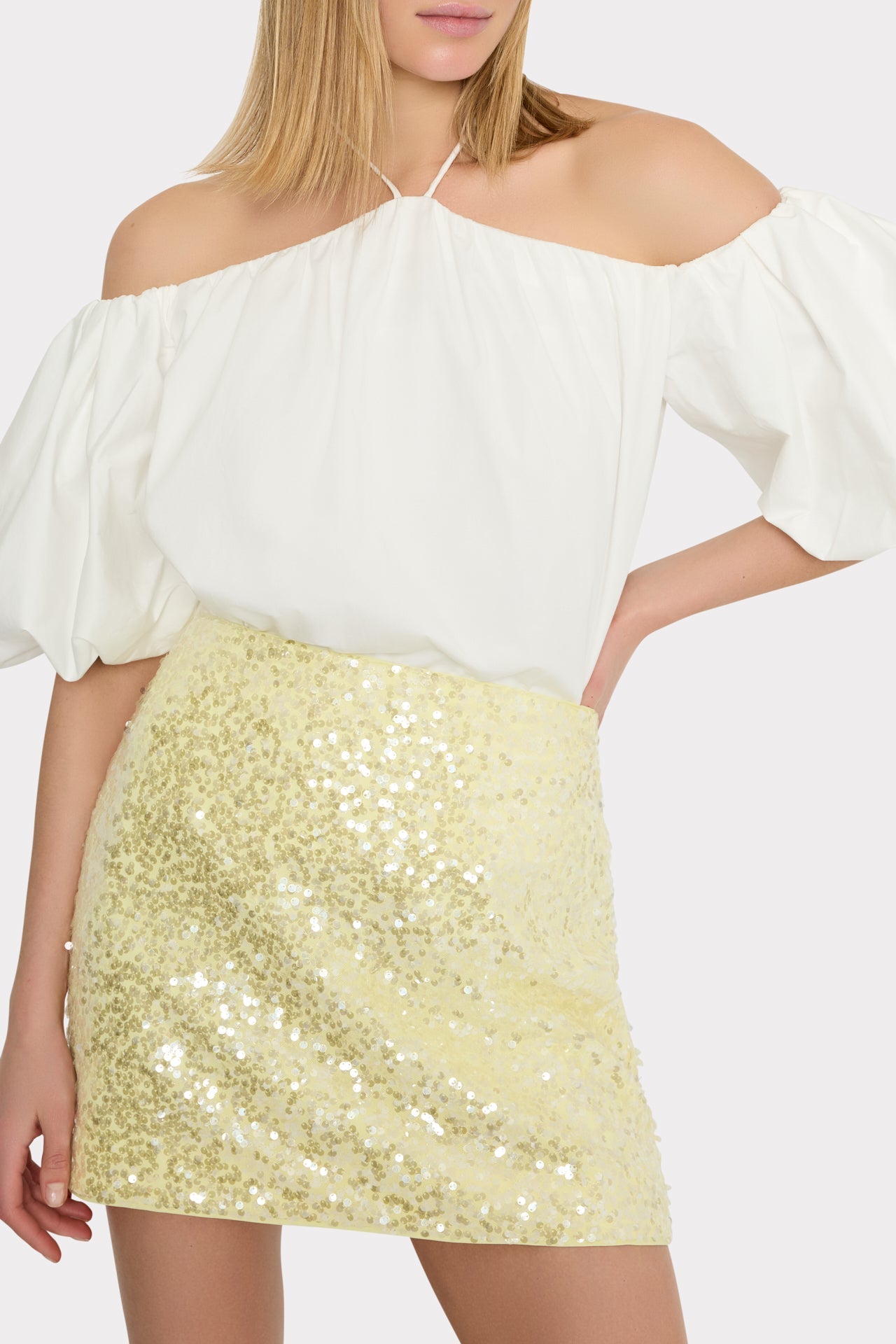 Halter Poplin Off The Shoulder Top White | Milly Women
