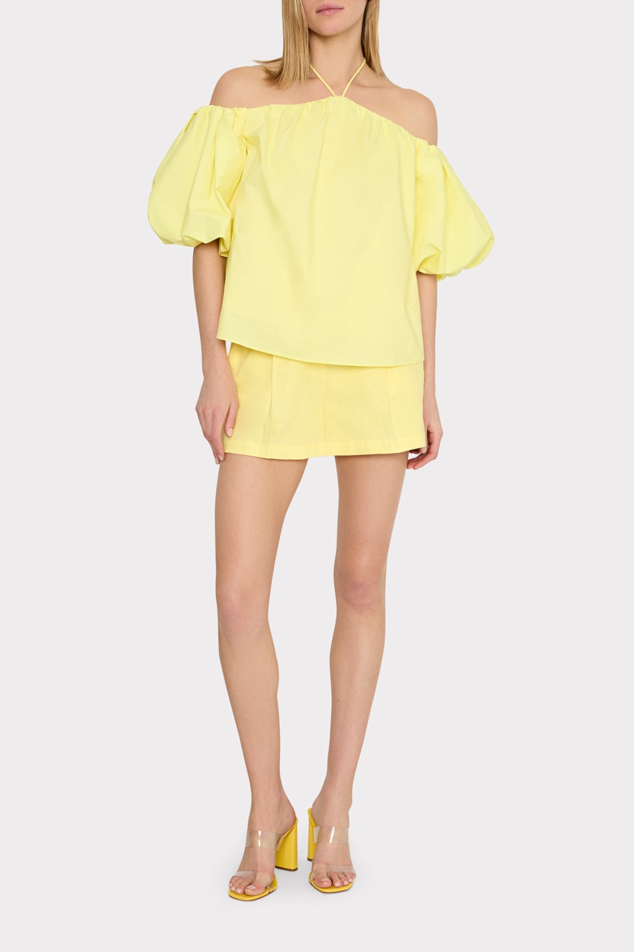 Halter Poplin Off The Shoulder Top Yellow | Milly Women