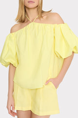 Halter Poplin Off The Shoulder Top Yellow | Milly Women
