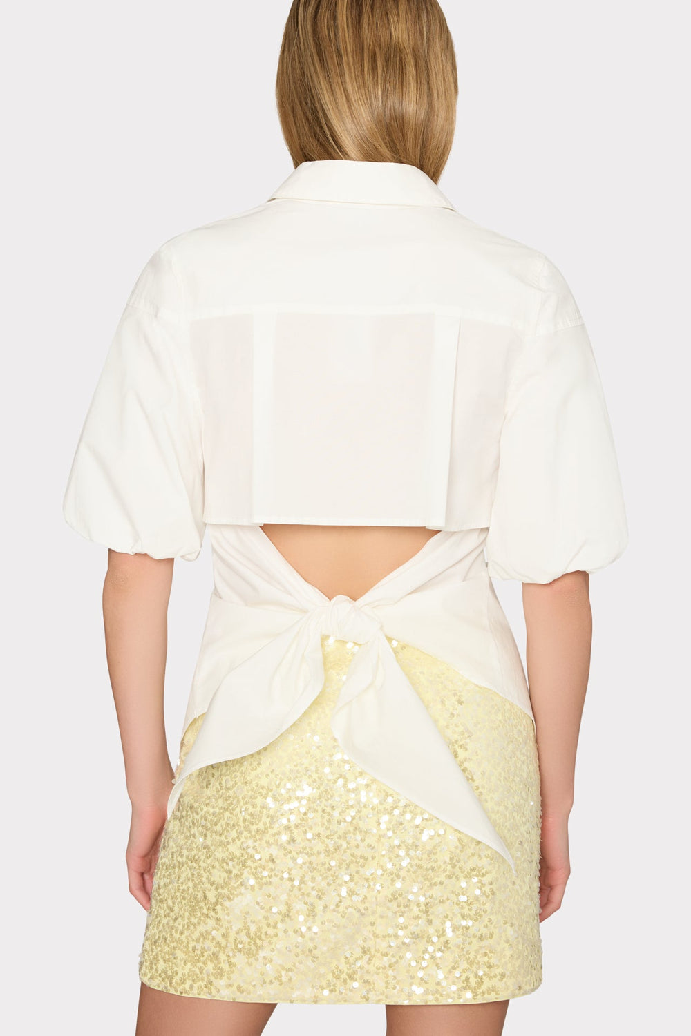 Tie Back Poplin Button Down Shirt White | Milly Women