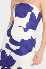 Orion Camellia Floral Jacquard Dress Blue Multi | Milly Women