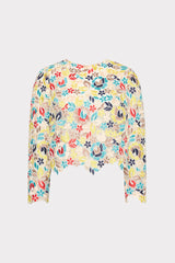 Nori Printemps Lace Long Sleeve Top Yellow Multi | Milly Women