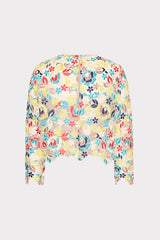 Nori Printemps Lace Long Sleeve Top Yellow Multi | Milly Women