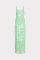 Tatum Stretch Sequins Maxi Dress Green | Milly Women