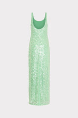 Tatum Stretch Sequins Maxi Dress Green | Milly Women