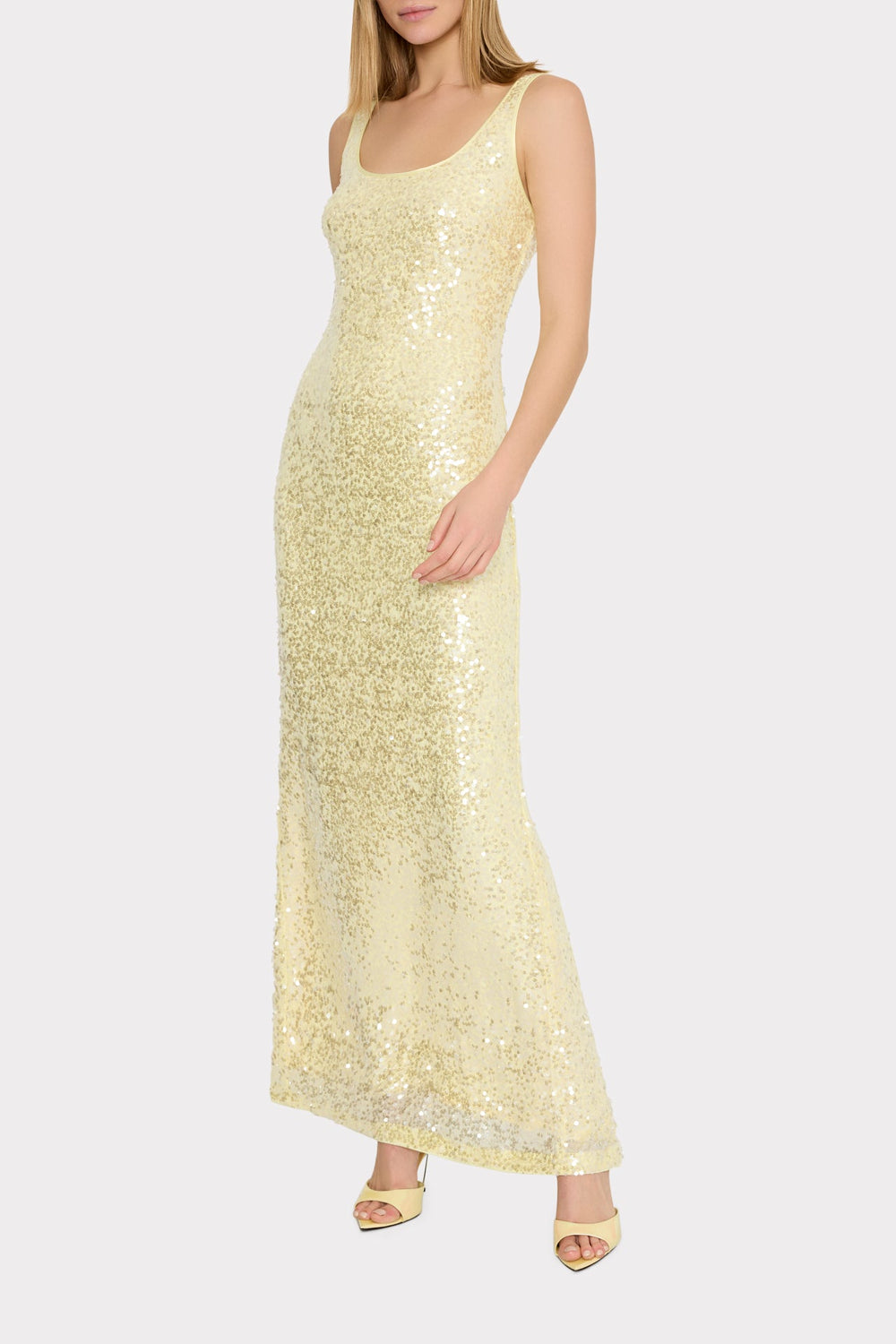 Tatum Stretch Sequins Maxi Dress Yellow | Milly Women