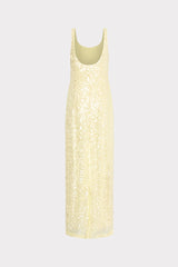 Tatum Stretch Sequins Maxi Dress Yellow | Milly Women