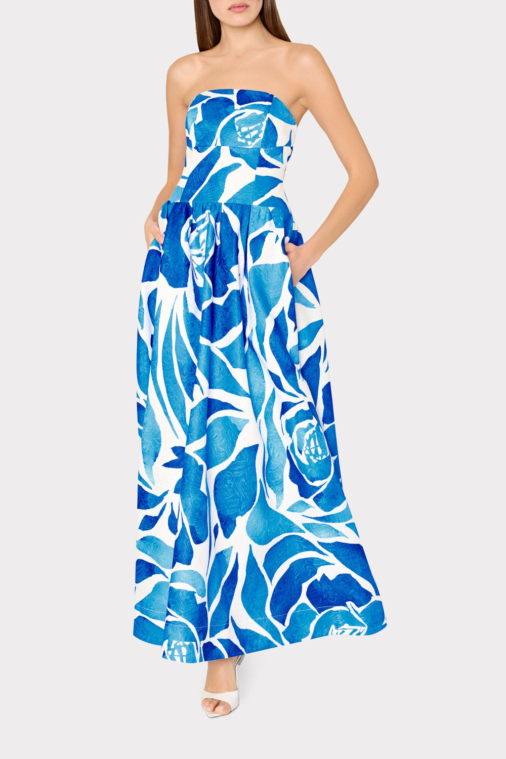 Dream Rose Jacquard Ballgown Teal Blue Multi | Milly Women