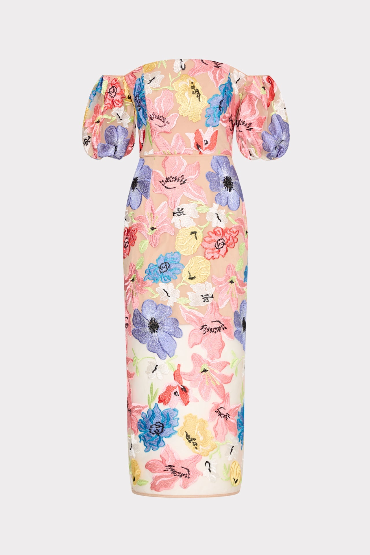 Nira Lily Floral Embroidered Midi Dress Multi | Milly Women