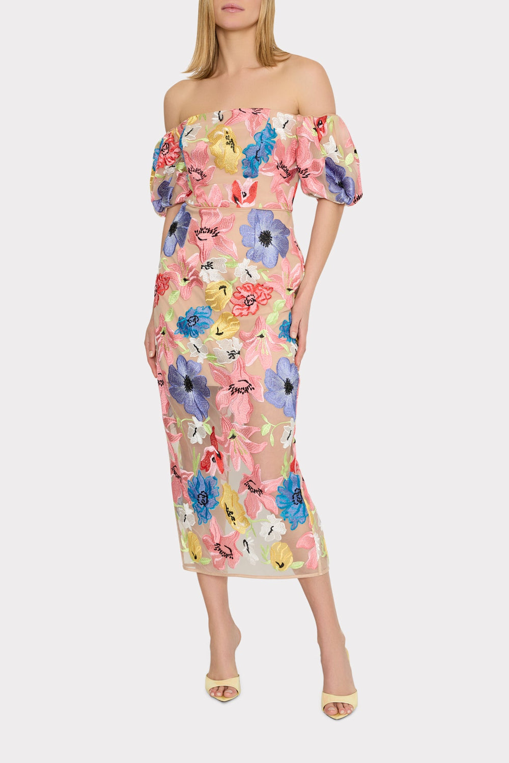 Nira Lily Floral Embroidered Midi Dress Multi | Milly Women