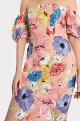 Nira Lily Floral Embroidered Midi Dress Multi | Milly Women