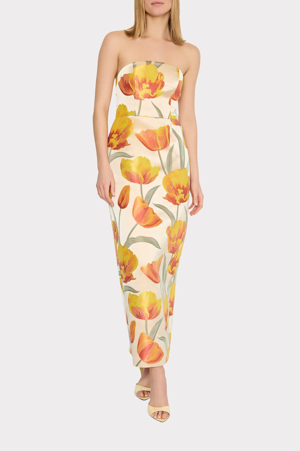 Orion Tulip Jacquard Dress Yellow Multi | Milly Women
