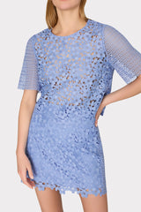 Laura Floral Geo Combo Lace Mini Skirt Sky Blue | Milly Women