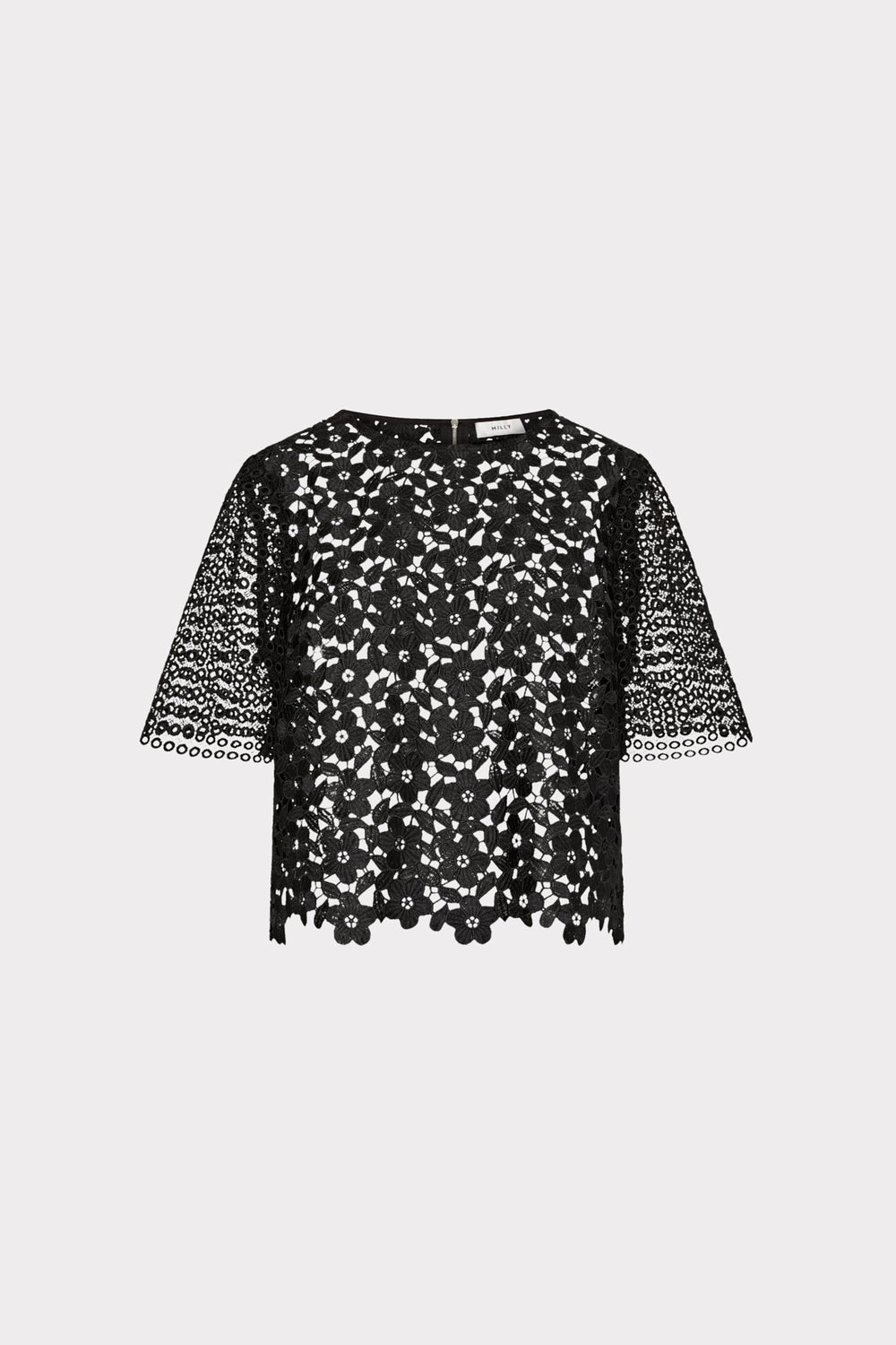 Floral Geo Combo Lace Top Black | Milly Women