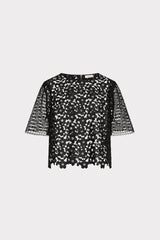 Floral Geo Combo Lace Top Black | Milly Women