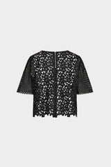 Floral Geo Combo Lace Top Black | Milly Women