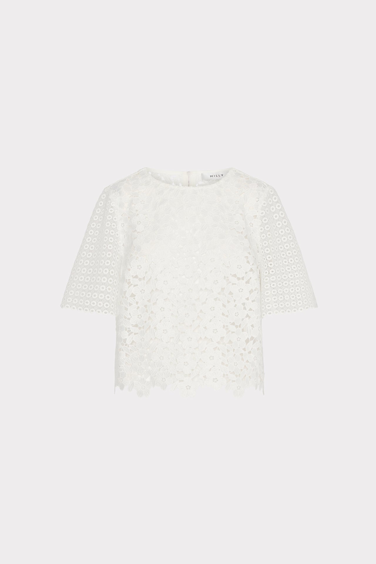 Floral Geo Combo Lace Top White | Milly Women